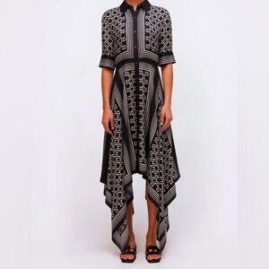 NWT SIMKHAI Aribelle Dress L Large 2024 collection black white handkerchief